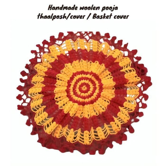 Handmade woolen pooja thaalposh/cover / Basket cover - Image 5